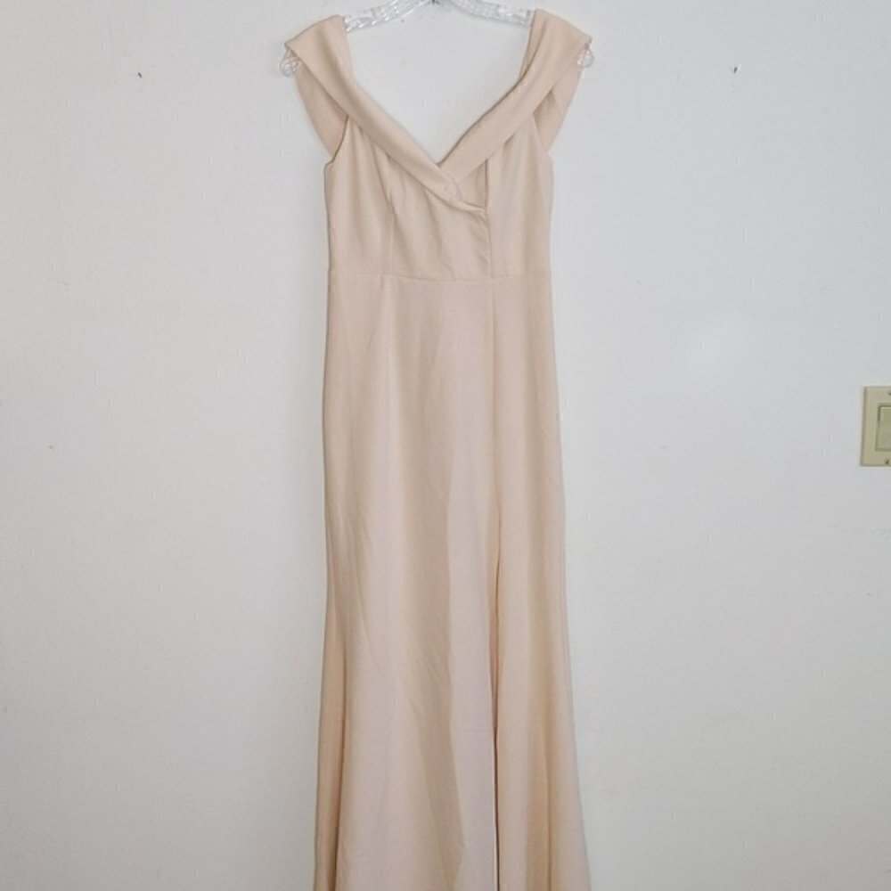 Tobi Pale Pink Off The Shoulder Maxi Dress